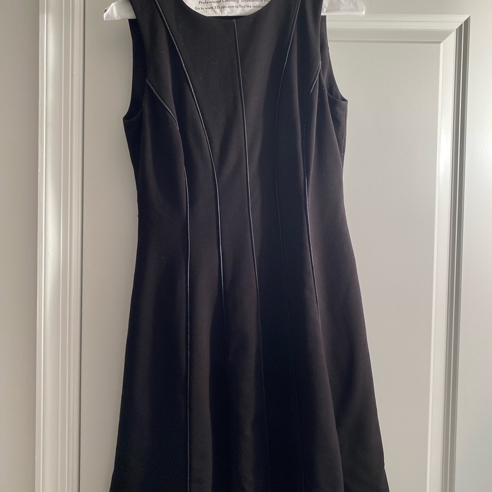 Calvin Klein Swing Dress With Leather Piping